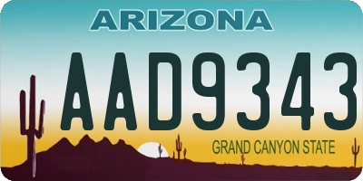 AZ license plate AAD9343