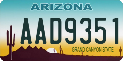 AZ license plate AAD9351
