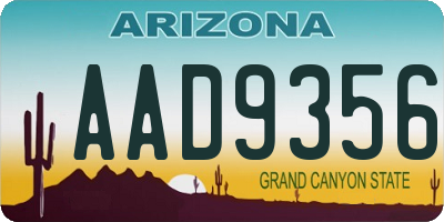 AZ license plate AAD9356