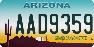 AZ license plate AAD9359