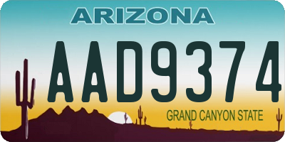 AZ license plate AAD9374