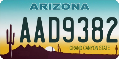 AZ license plate AAD9382