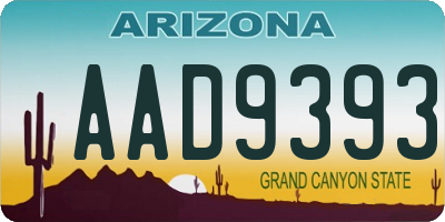 AZ license plate AAD9393