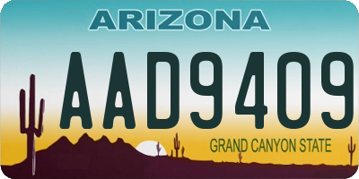 AZ license plate AAD9409