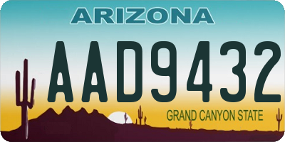 AZ license plate AAD9432