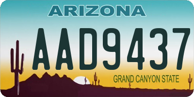 AZ license plate AAD9437