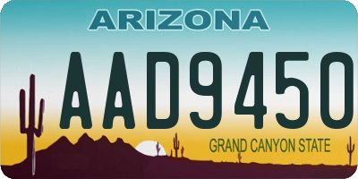 AZ license plate AAD9450
