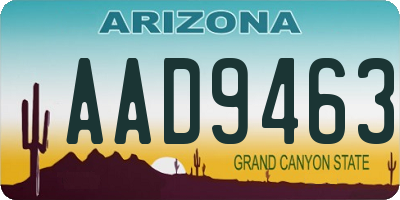 AZ license plate AAD9463