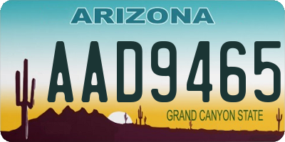 AZ license plate AAD9465