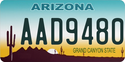 AZ license plate AAD9480
