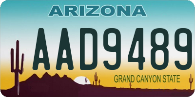 AZ license plate AAD9489