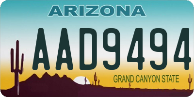 AZ license plate AAD9494