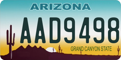 AZ license plate AAD9498
