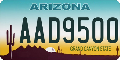 AZ license plate AAD9500