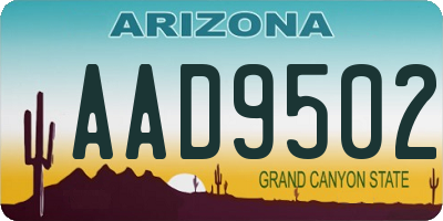 AZ license plate AAD9502