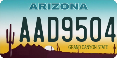 AZ license plate AAD9504