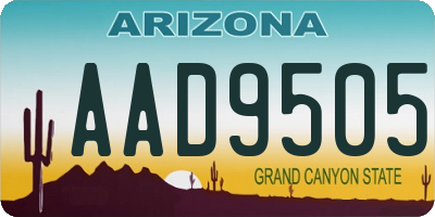 AZ license plate AAD9505