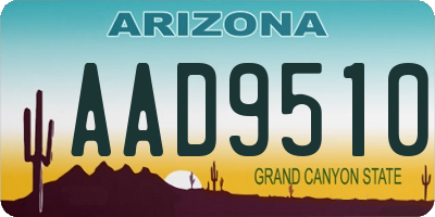 AZ license plate AAD9510