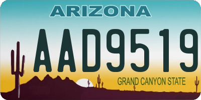 AZ license plate AAD9519