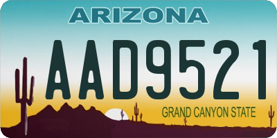 AZ license plate AAD9521