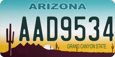 AZ license plate AAD9534