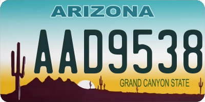 AZ license plate AAD9538