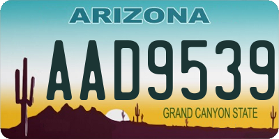 AZ license plate AAD9539