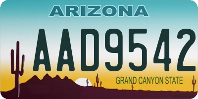 AZ license plate AAD9542