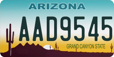 AZ license plate AAD9545