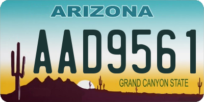 AZ license plate AAD9561