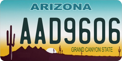 AZ license plate AAD9606