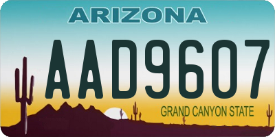 AZ license plate AAD9607