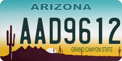 AZ license plate AAD9612
