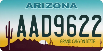 AZ license plate AAD9622