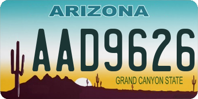 AZ license plate AAD9626