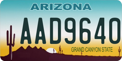 AZ license plate AAD9640