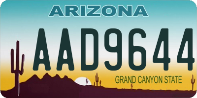 AZ license plate AAD9644