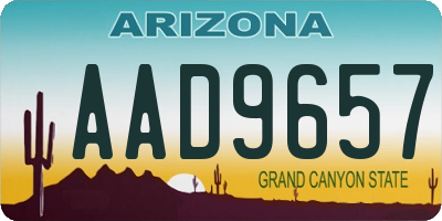 AZ license plate AAD9657
