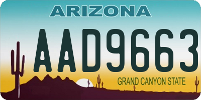 AZ license plate AAD9663