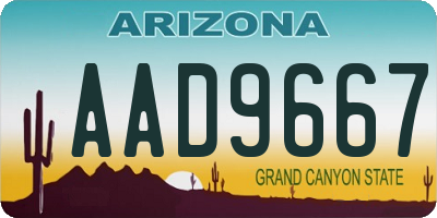 AZ license plate AAD9667