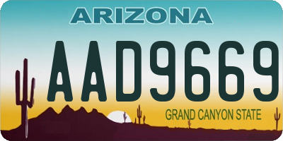 AZ license plate AAD9669