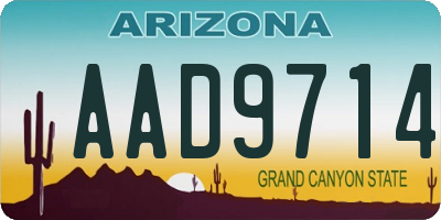 AZ license plate AAD9714
