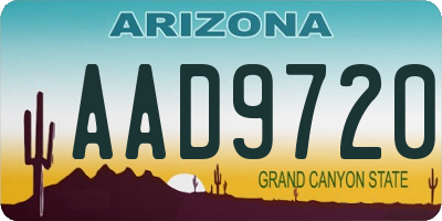 AZ license plate AAD9720
