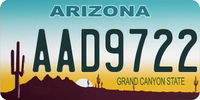 AZ license plate AAD9722