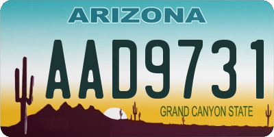 AZ license plate AAD9731