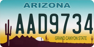 AZ license plate AAD9734
