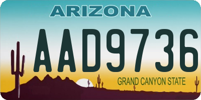 AZ license plate AAD9736