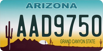 AZ license plate AAD9750