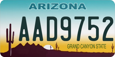 AZ license plate AAD9752