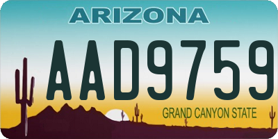 AZ license plate AAD9759